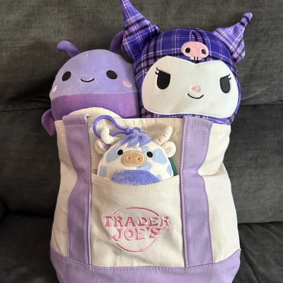 Trader Joe's mini lavender tote: Easter basket w/ Squishmallows! - Picture 1 of 5